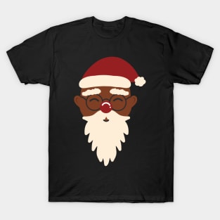 Cute Black Santa Claus African Indigenous Christmas Pattern Retro Scandinavian Aesthetic T-Shirt